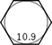 The head marking of a hex bolt in grade of 10.9