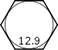 The head marking of a hex bolt in grade of 12.9