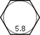 The head marking of a hex bolt in grade of 5.8